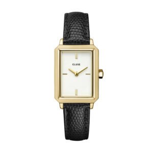 Fluette Gold White/Black Lizard Leather Watch