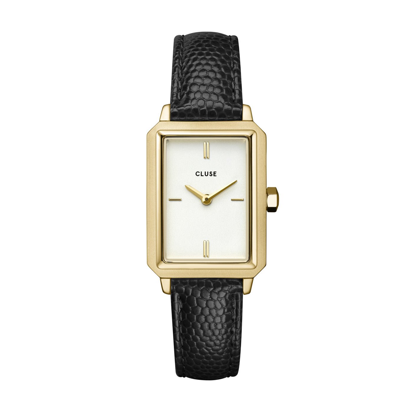 Fluette Gold White/Black Lizard Leather Watch