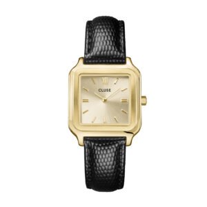 Gracieuse Watch Gold / Black Lizard Leather Watch