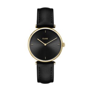 Triomphe Gold Black / Black Leather Watch