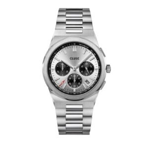 Vigoureux Chronograph Black/Silver Link Watch